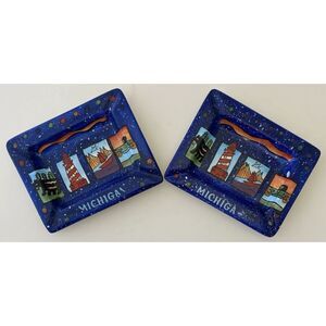 VTG  Michigan souvenir ashtray lot of 2